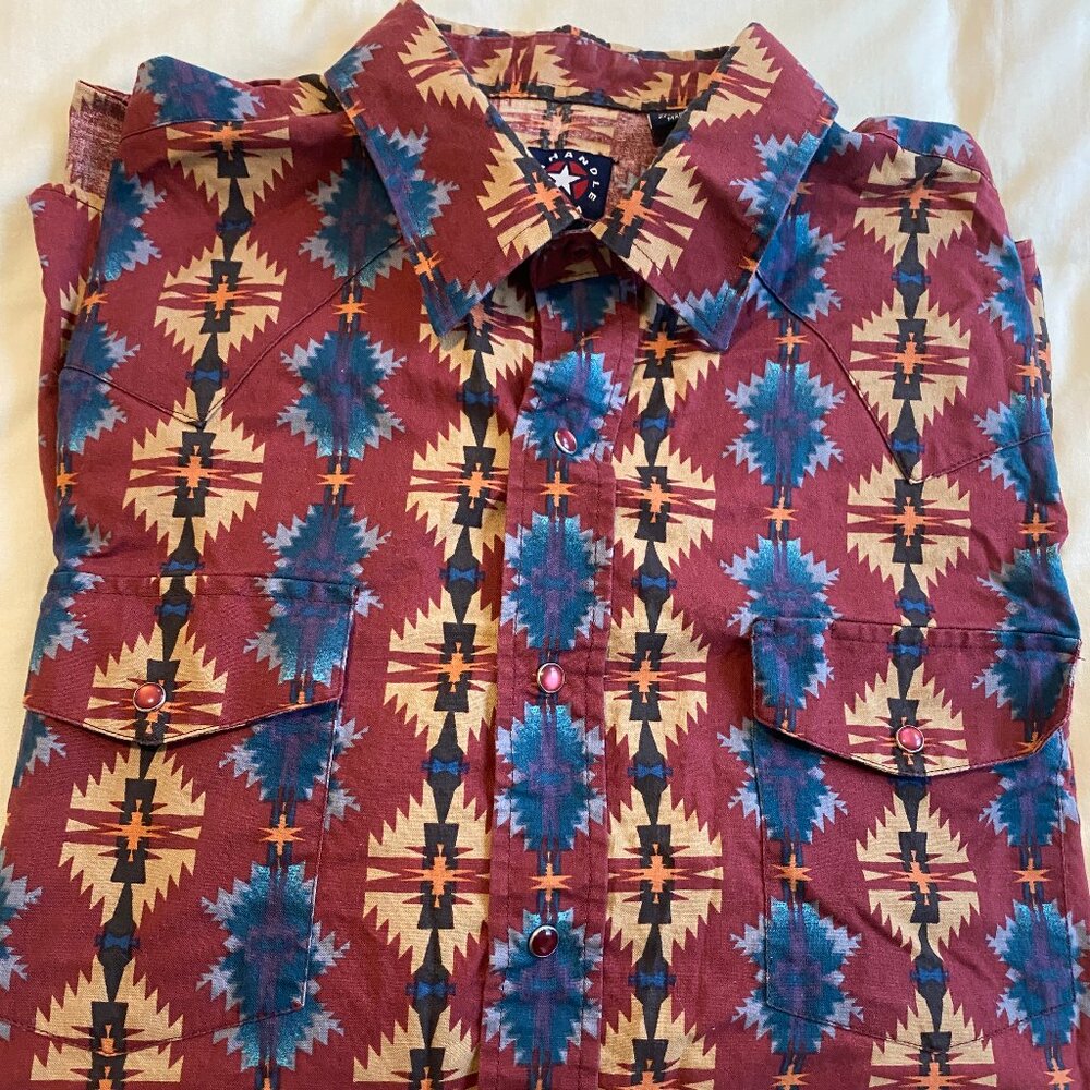 Panhandle Slim 100% Cotton Aztec Cowboy Rodeo Southwestern Long Sleeve - Mens XL